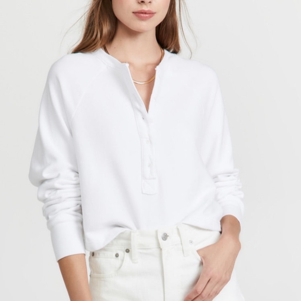LNA Classic White Henley Top